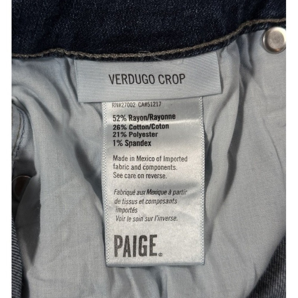 Paige Women Blue Denim Medium Wash Verdugo Crop Ankle Jean Size 32 - Picture 6 of 8